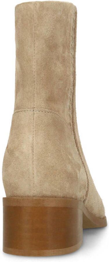 Manfield Dames Beige suède enkellaarsjes met hak - Foto 3
