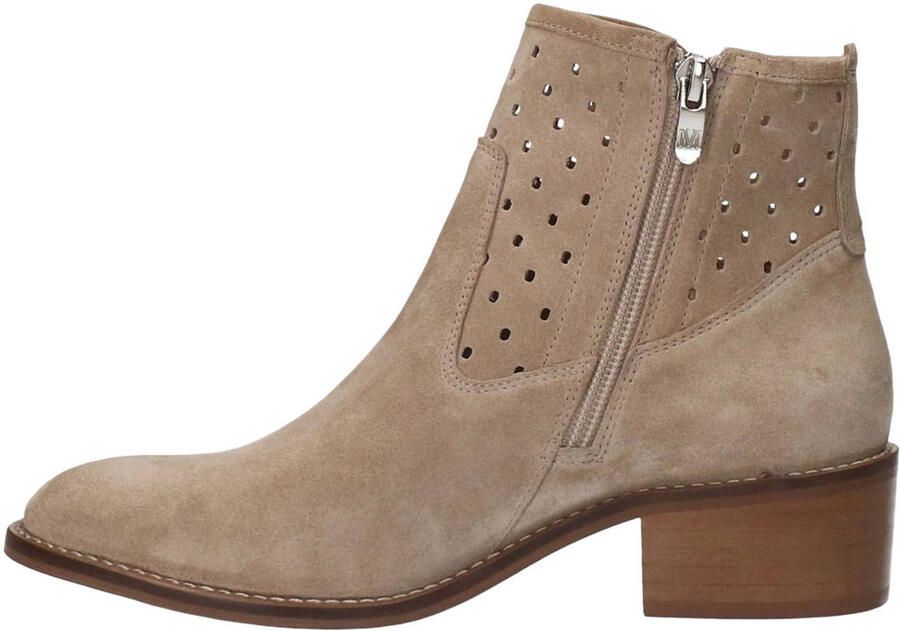 Manfield Dames Beige suède enkellaarsjes