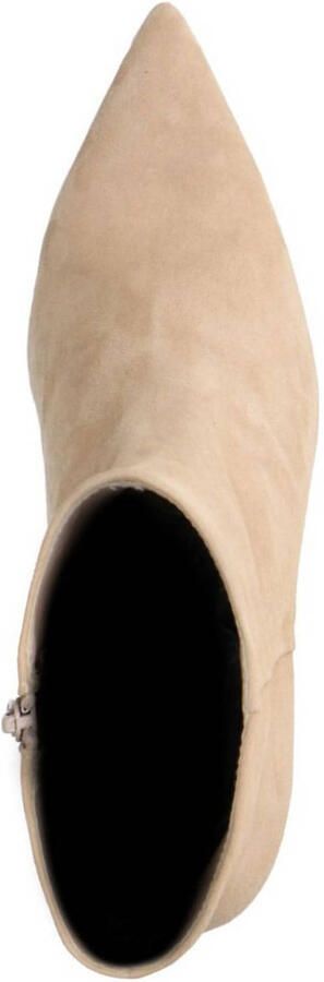 Manfield Dames Beige suède enkellaarsjes met hak - Foto 3