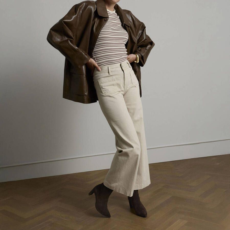 Manfield Dames Bruine suède enkellaarsjes met hak - Foto 2