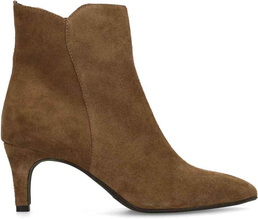 Manfield Dames Taupe suède enkellaarsjes