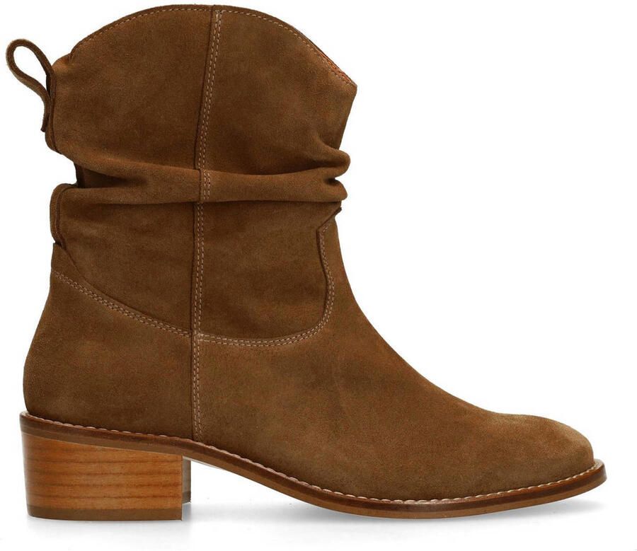 Manfield Dames Beige suède enkellaarsjes