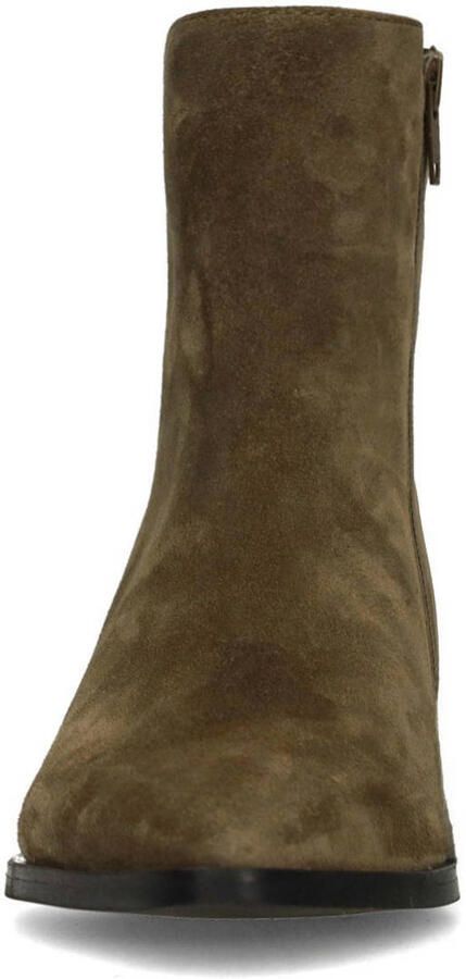 Manfield Dames Groene suède enkellaarsjes