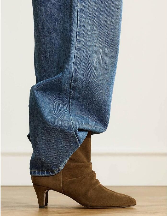 Manfield Bruine suède slouchy enkellaarsjes - Foto 2