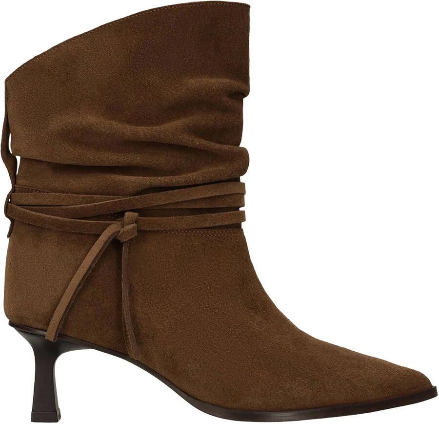 Manfield Dames Taupe suède slouchy enkellaarsjes