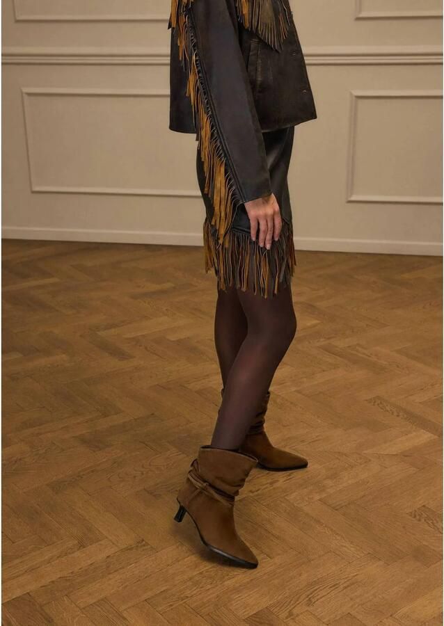 Manfield Dames Taupe suède slouchy enkellaarsjes - Foto 2