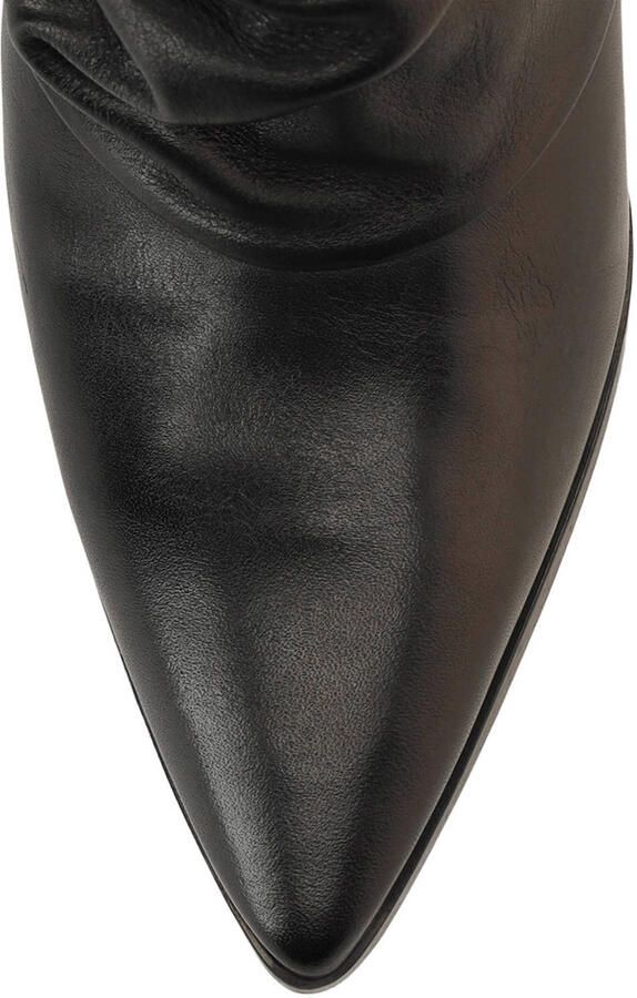 Manfield Dames Zwarte leren slouchy enkellaarsjes met hak - Foto 3