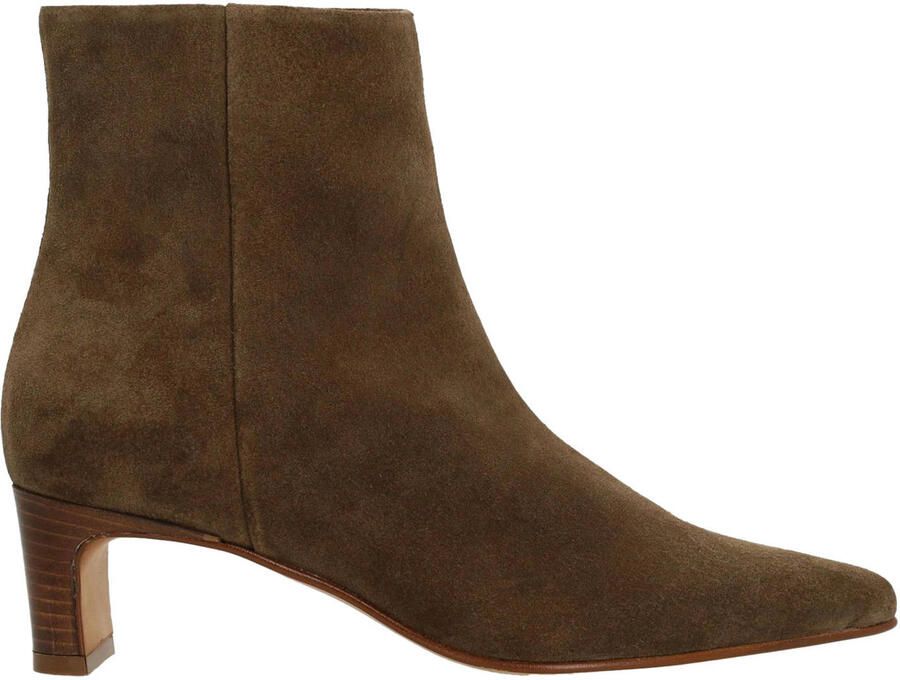 Manfield Heren Taupe suède enkellaarsjes met hak