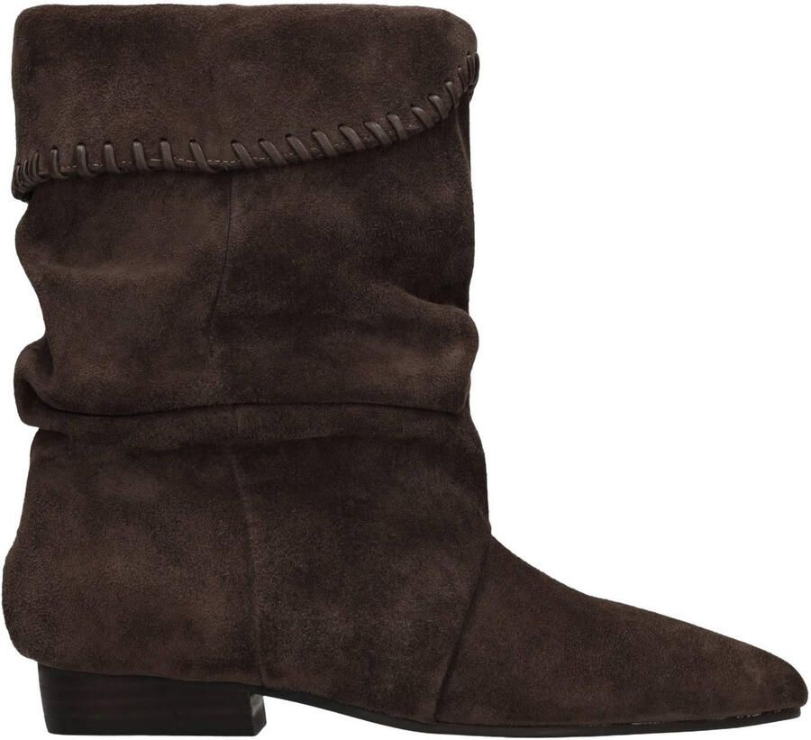 Manfield Dames Taupe suède enkellaarsjes