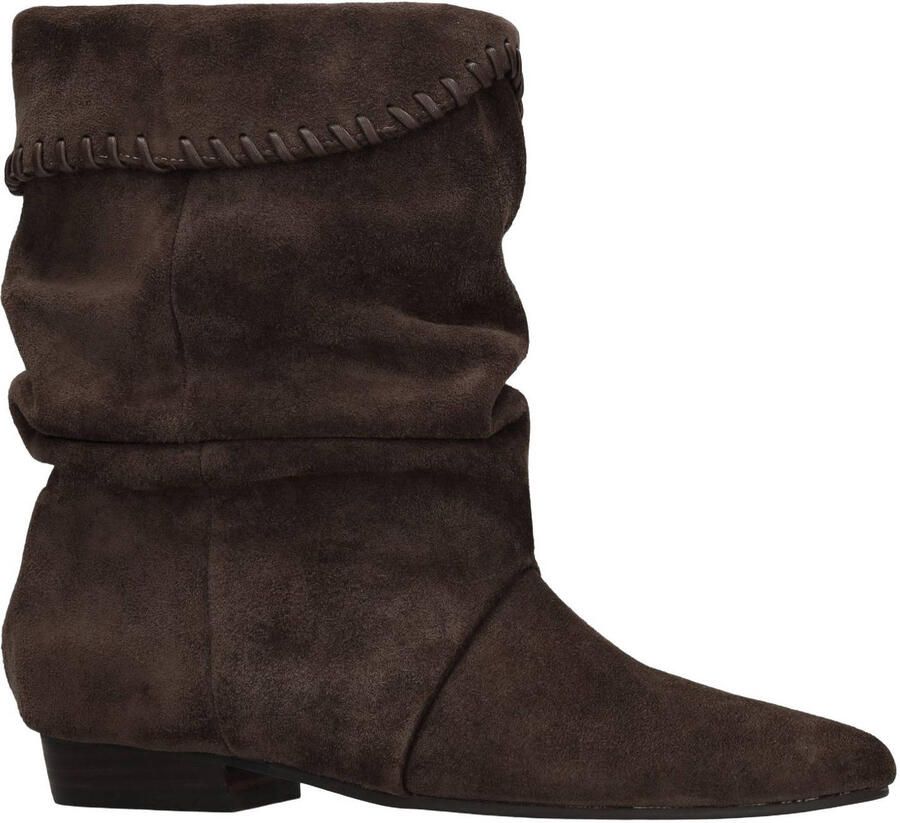 Manfield Dames Taupe suède enkellaarsjes