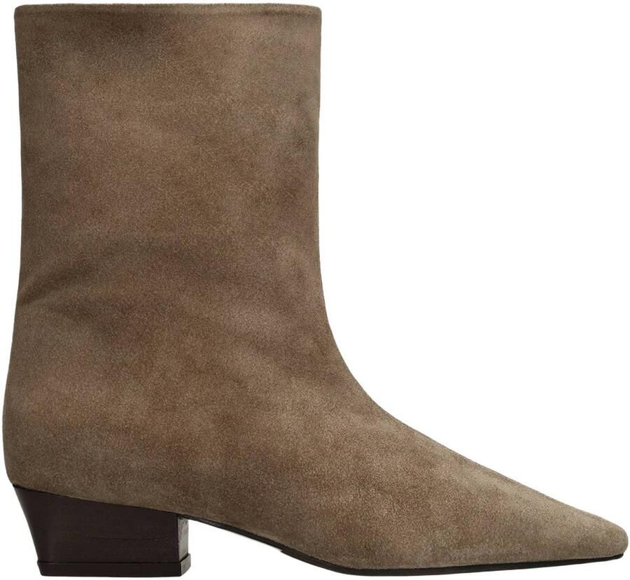 Manfield Dames Taupe suède enkellaarsjes
