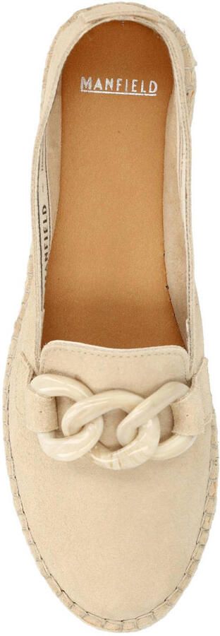 Manfield Dames Beige suède espadrilles met chain