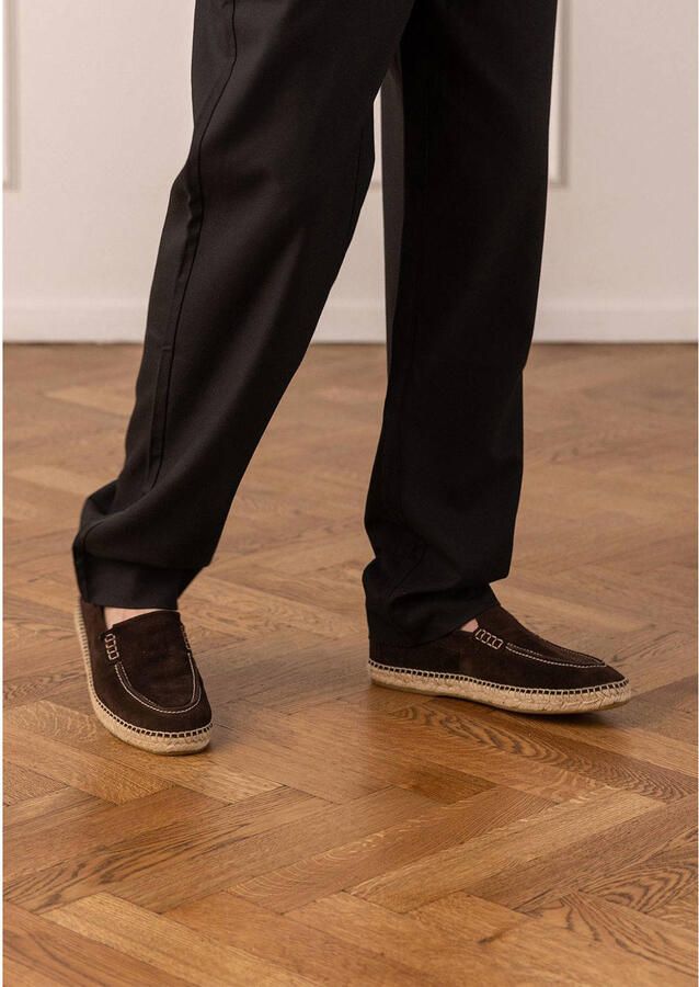 Manfield Heren Donkerbruine suède espadrilles