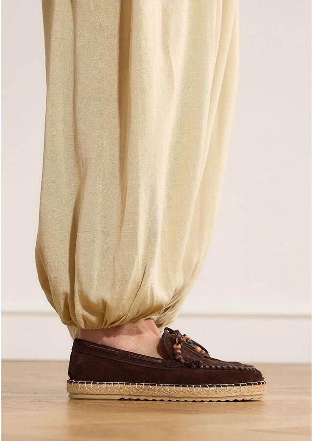 Manfield Dames Bruine suède espadrilles met franjes - Foto 2