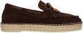 Manfield Dames Bruine suède espadrilles met franjes - Bruin