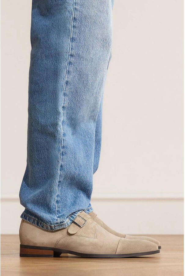 Manfield suède gespschoenen beige - Foto 2