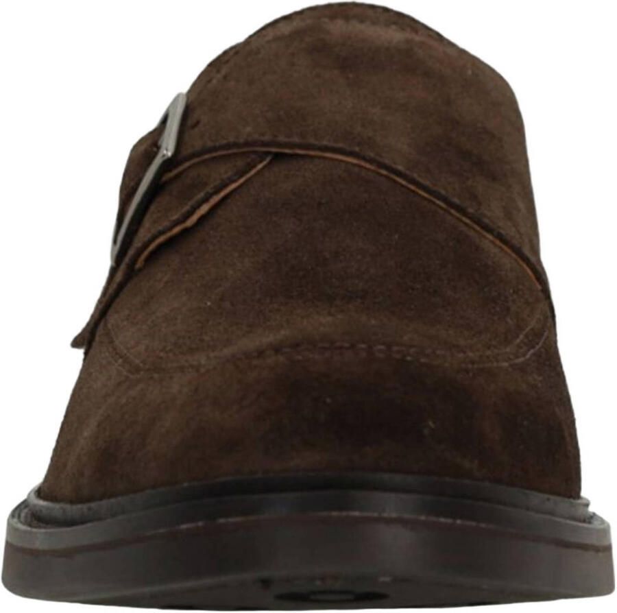 Manfield Heren Donkerbruine suède gespschoenen