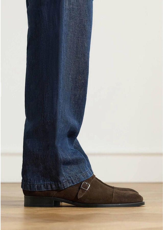 Manfield Heren Donkerbruine suède gespschoenen - Foto 3