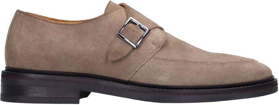 Manfield Heren Taupe suède gespschoenen