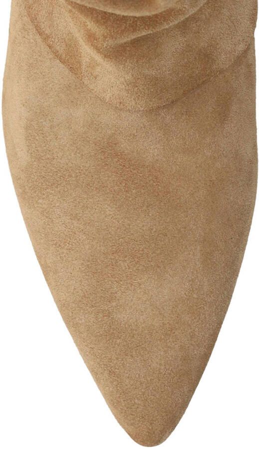 Manfield Dames Beige suède enkellaarsjes met flap - Foto 3