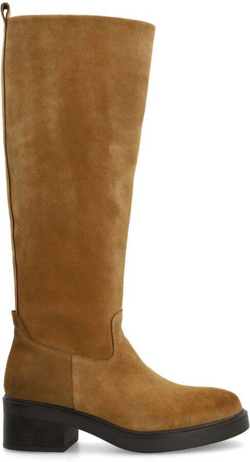Manfield Dames Donkere beige suède hoge laarzen