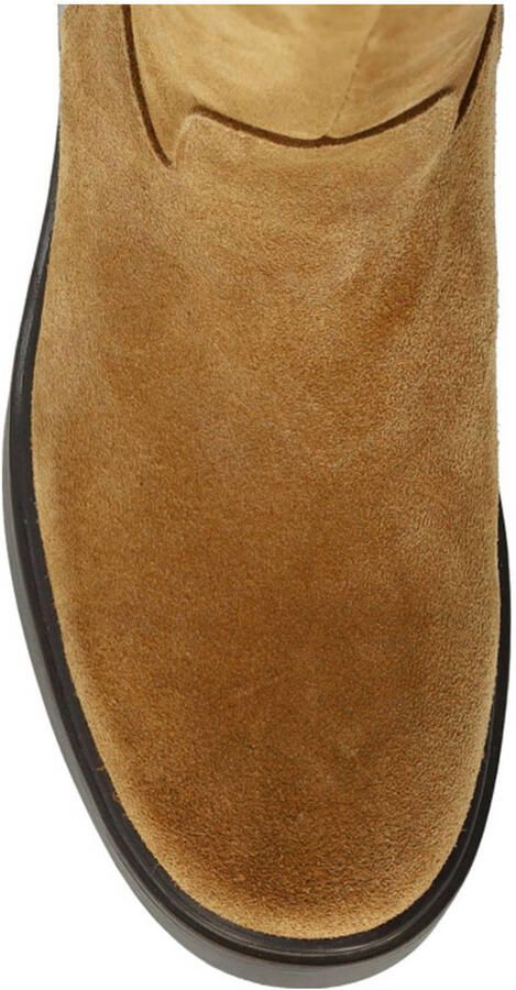 Manfield Dames Donkere beige suède hoge laarzen