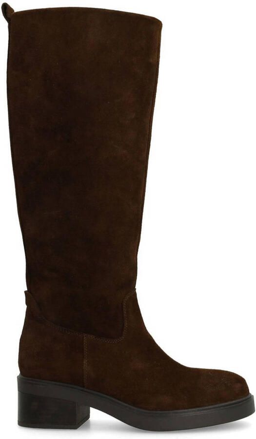 Manfield Dames Donkerbruine suède hoge laarzen
