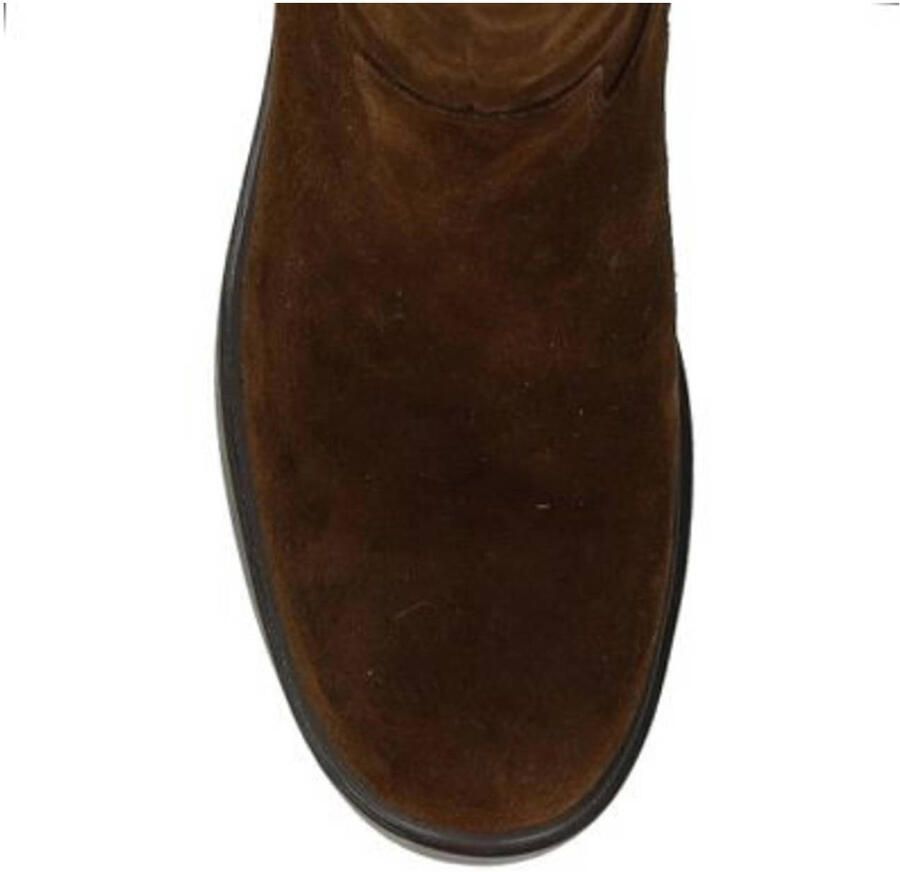 Manfield Dames Donkerbruine suède hoge laarzen