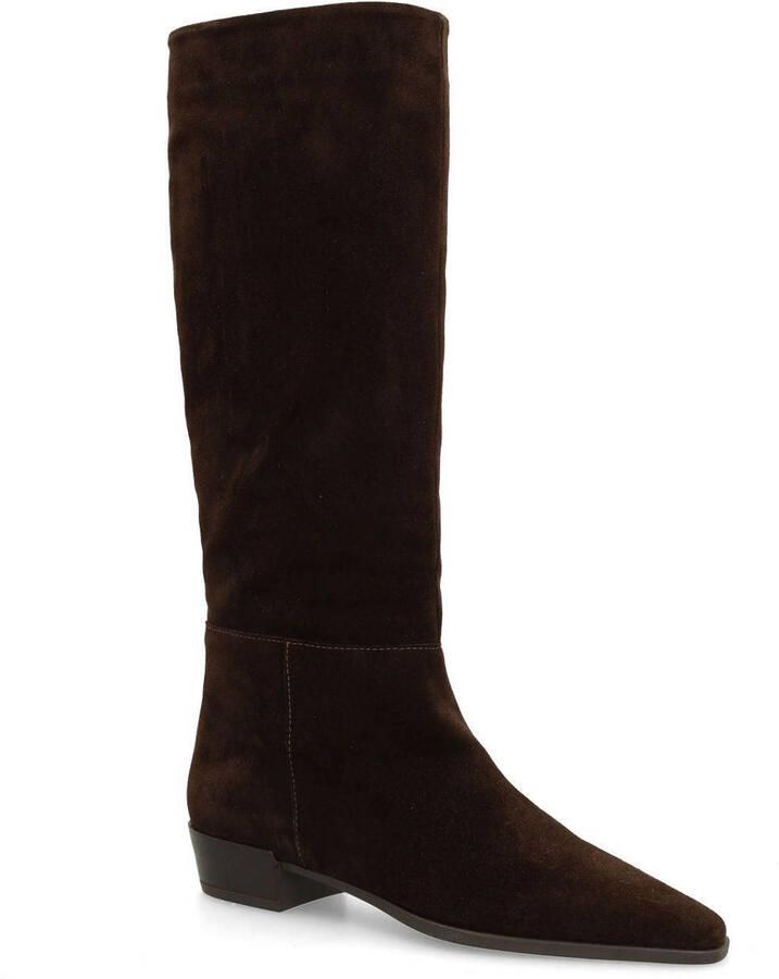 Manfield Dames Donkerbruine suède hoge laarzen - Foto 3