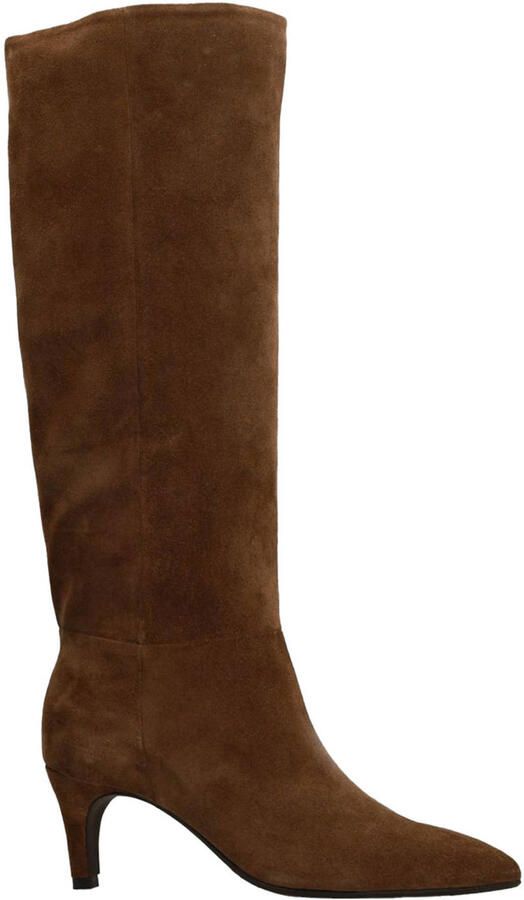 Manfield Dames Taupe hoge suède laarzen met hak