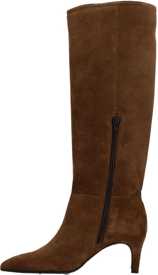 Manfield Dames Taupe hoge suède laarzen met hak - Foto 3