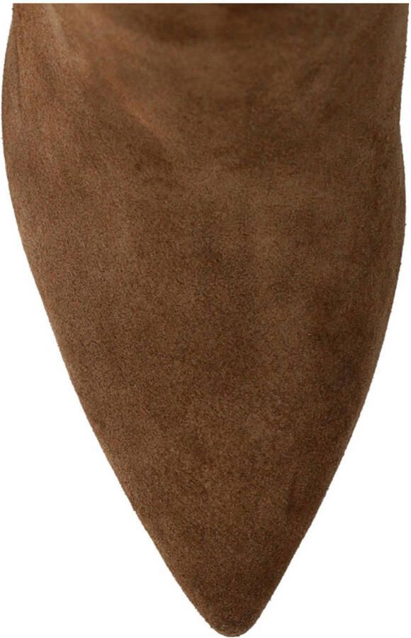 Manfield Dames Taupe hoge suède laarzen met hak