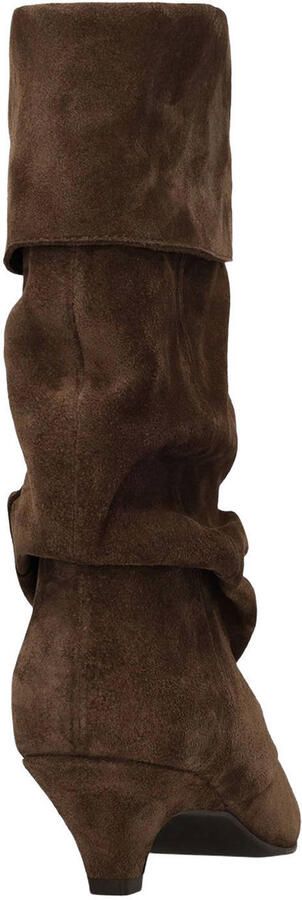 Manfield Bruine suède slouchy enkellaarsjes met hak - Foto 2