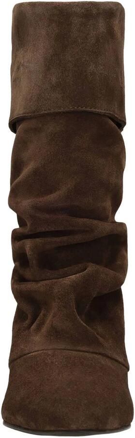 Manfield Bruine suède slouchy enkellaarsjes met hak - Foto 3