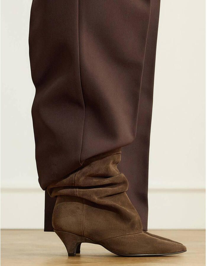 Manfield Bruine suède slouchy enkellaarsjes met hak - Foto 2