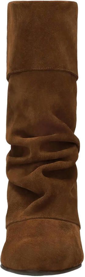 Manfield Dames Cognac suède slouchy enkellaarsjes met hak - Foto 3