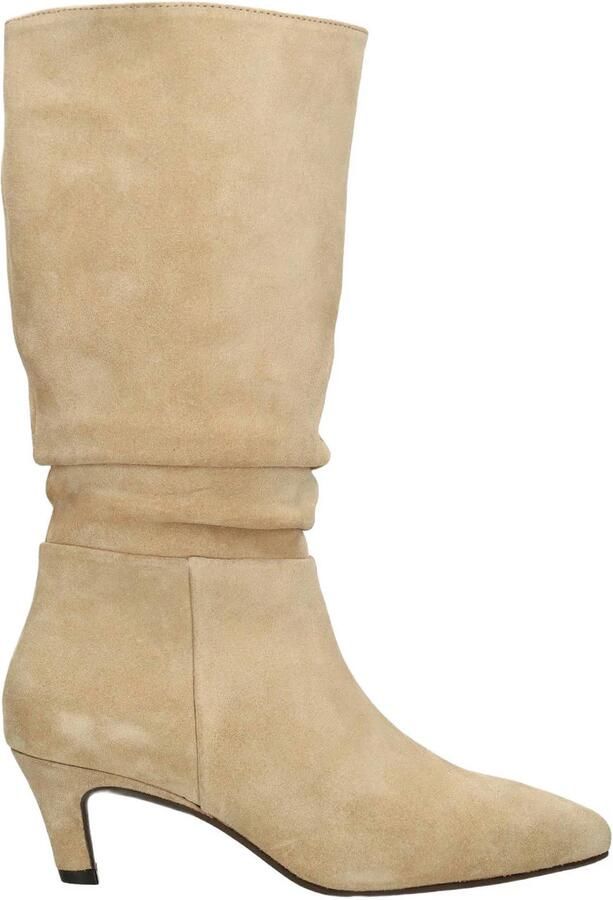 Manfield suède laarzen met hak beige