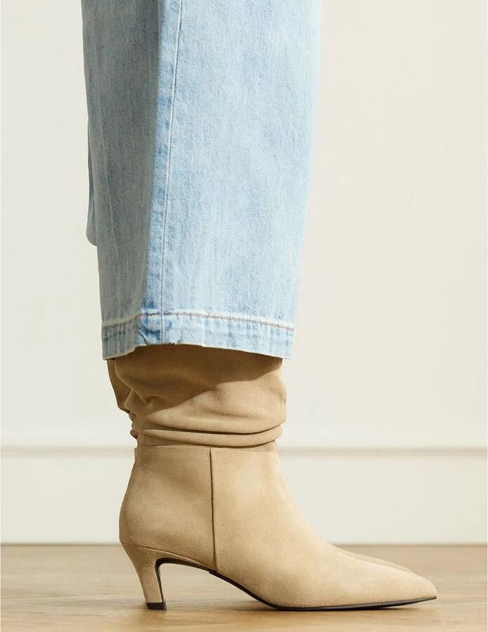 Manfield suède laarzen met hak beige - Foto 2