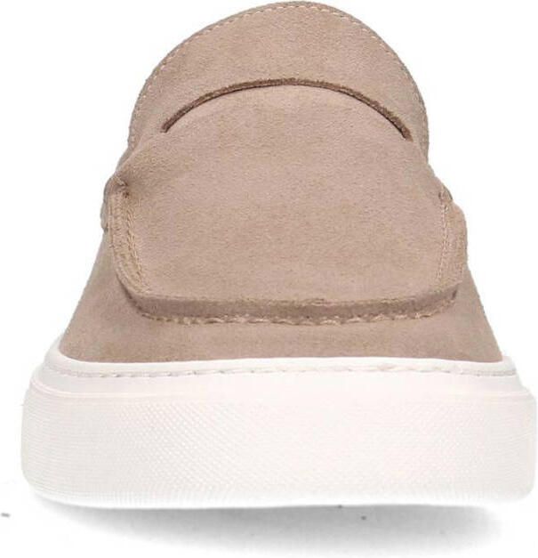 Manfield Heren Beige suède loafers met sportieve zool