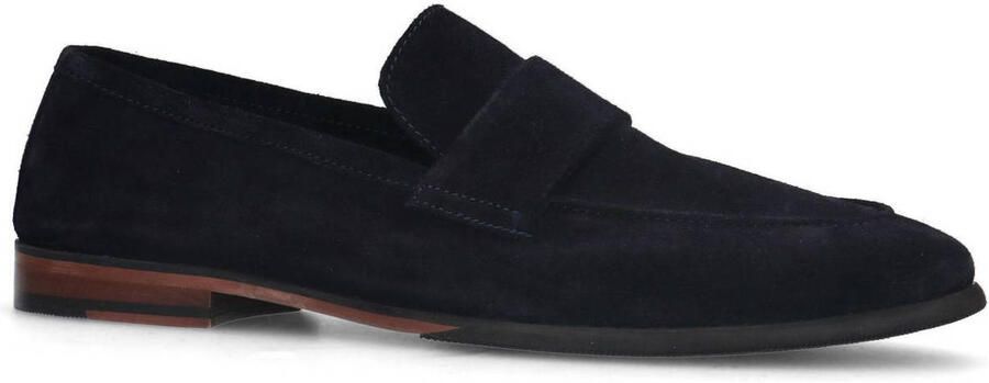 Manfield Heren Blauwe suède loafers