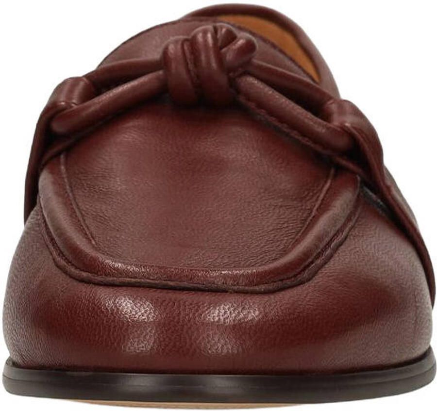 Manfield Dames Bordeaux rode leren loafers - Foto 3