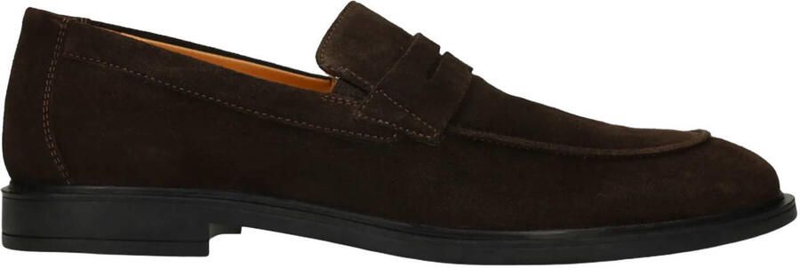 Manfield Heren Donkerbruine suède loafers