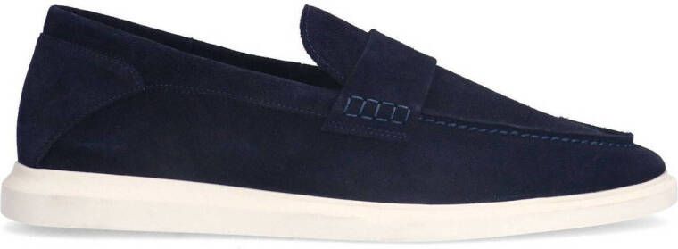 Manfield Heren Donkerblauwe suède loafers