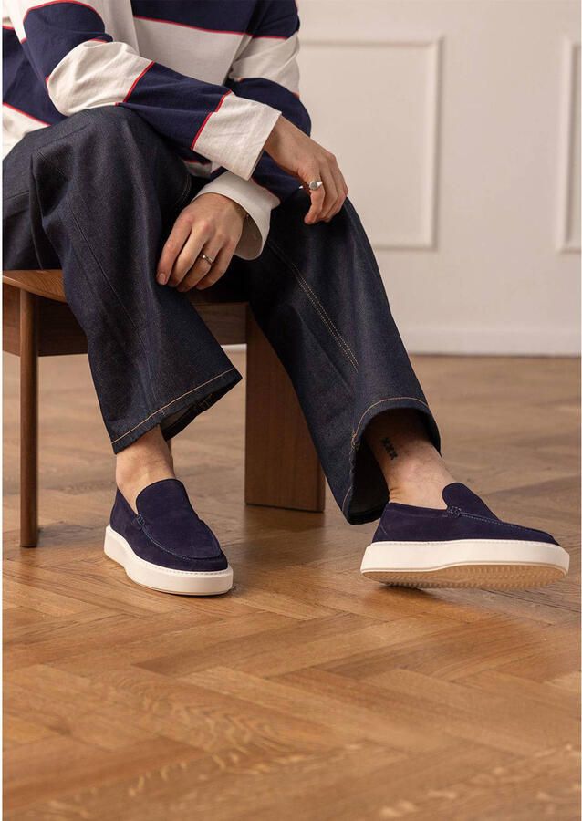 Manfield Heren Donkerblauwe suède loafers - Foto 2