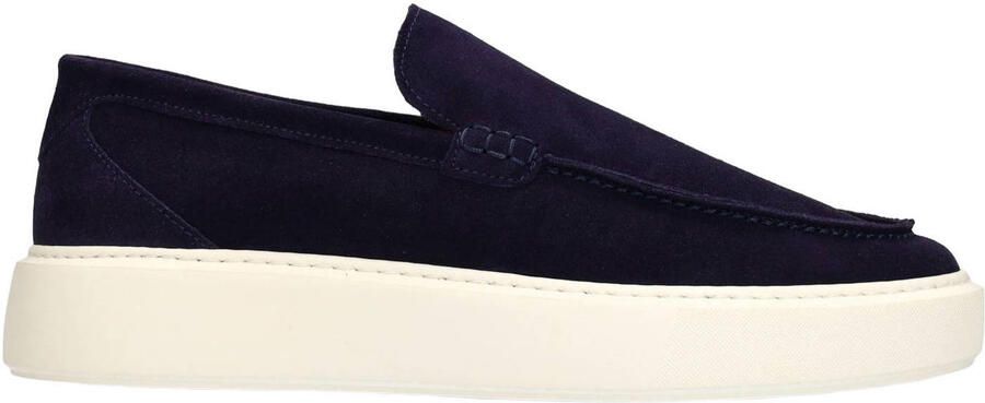 Manfield Heren Donkerblauwe suède loafers