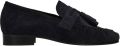 Manfield Dames Donkerblauwe suède loafers met kwastjes - Blauw