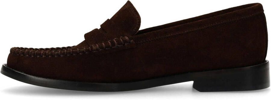 Manfield Dames Donkerbruine suède loafers - Foto 3