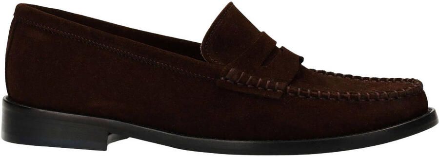 Manfield Dames Donkerbruine suède loafers - Foto 4