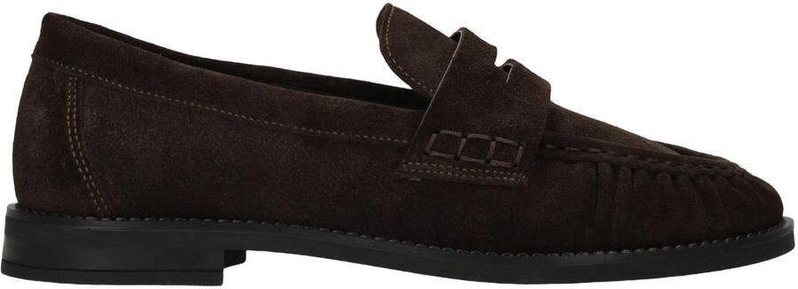 Manfield Dames Donkerbruine suède loafers