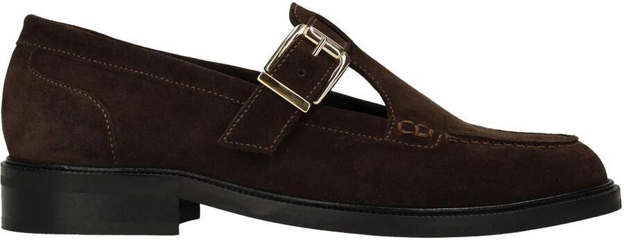 Manfield Dames Bruine suède loafers